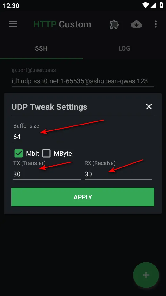 atur udp custom tweak