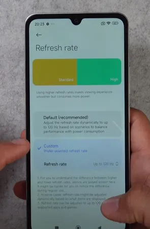 Refresh rate 120hz poco c75