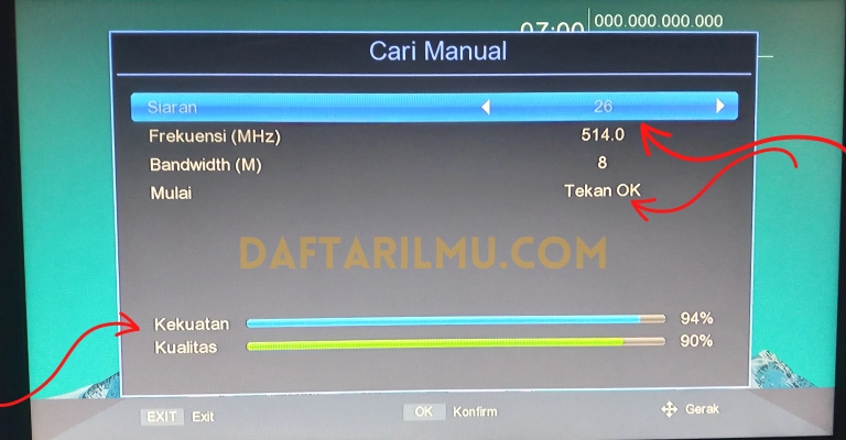 cara mencari siaran digital manual