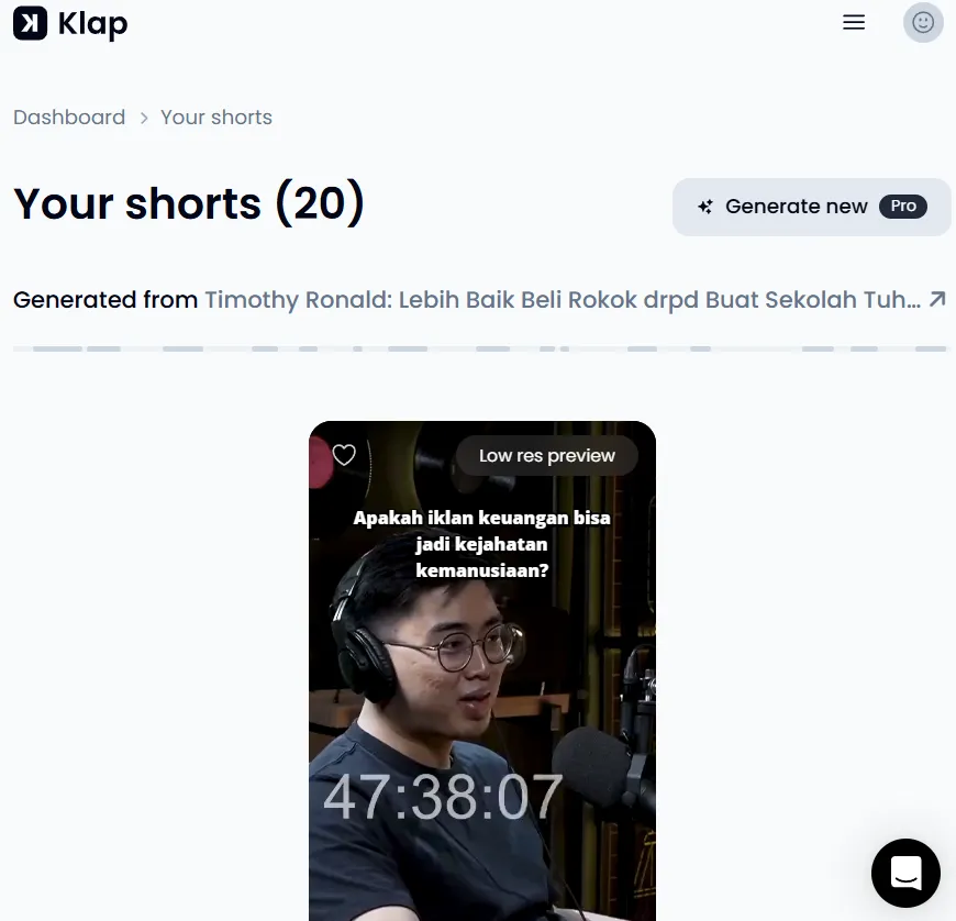 hasil klap app potong podcast