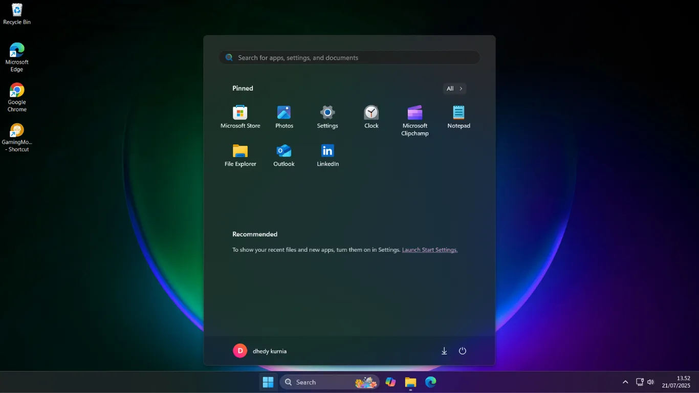 Tampilan awal windows 11